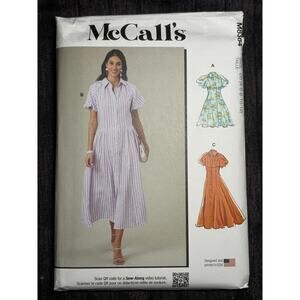 M8384 McCall's Sewing Pattern Misses' Shirtdress | D5 Size 4-12